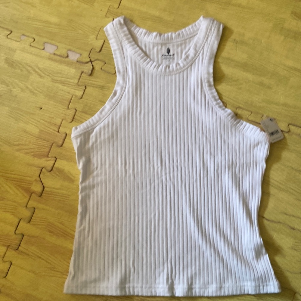 Free people movement long hi neck ribbed tank L. NWT